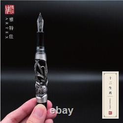 Germany Nib Fountain Pen ARTEX Chinese Zodiac, Silver Color, Free Engraving