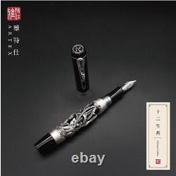 Germany Nib Fountain Pen ARTEX Chinese Zodiac, Silver Color, Free Engraving