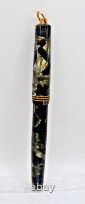 Gold Bond Vintage Black and Gray Ring Top Fountain Pen-l4k flexible fine nib