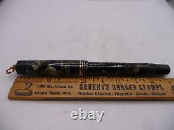 Gold Bond Vintage Black and Gray Ring Top Fountain Pen-l4k flexible fine nib