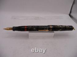 Gold Bond Vintage Black and Gray Ring Top Fountain Pen-l4k flexible fine nib