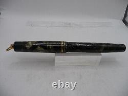 Gold Bond Vintage Black and Gray Ring Top Fountain Pen-l4k flexible fine nib