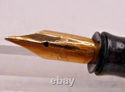 Gold Bond Vintage Black and Gray Ring Top Fountain Pen-l4k flexible fine nib