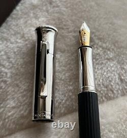 Graf von Faber-Castell Fountain Pen Classic Ebony Wood Silver Trim M 18kt Gold