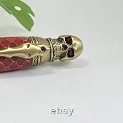 Hand Turned Premium Blood Red Honeycomb Skull & Bones Fountain Pen P23-016