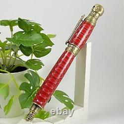 Hand Turned Premium Blood Red Honeycomb Skull & Bones Fountain Pen P23-016