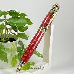 Hand Turned Premium Blood Red Honeycomb Skull & Bones Fountain Pen P23-016