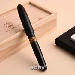 Handmade Lotus Pyramid Ebonite Fountain Pen Black Broad Nib