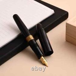 Handmade Lotus Pyramid Ebonite Fountain Pen Black Broad Nib