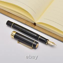 Jinhao 100 14K Gold Fountain Pen Resin Black with Logo Fine Nib 0.5mm Gift Pen