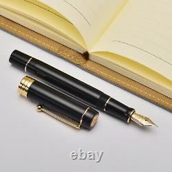 Jinhao 100 14K Gold Resin Fountain Pen Black Fine Nib 0.5mm Writing Gift Pen