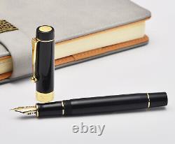 Jinhao 100 14K Gold Resin Fountain Pen Black Fine Nib 0.5mm Writing Gift Pen