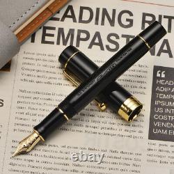 Jinhao 100 14K Gold Resin Fountain Pen Black with Logo Fine Nib 0.5mm Gift Pen