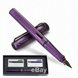 LAMY 2016 Safari Dark Lilac Fountain Pen withInk Cartridges (Black F Nib)