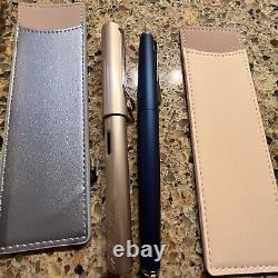 LAMY Fountain Pen Lot LX Black And Gold Imperial Blue Studio Sleeve Case
