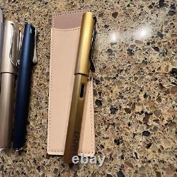 LAMY Fountain Pen Lot LX Black And Gold Imperial Blue Studio Sleeve Case