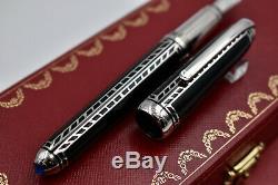 LOUIS CARTIER Railroad Decor Black Lacquer Limited Edition 422/1847 Fountain Pen