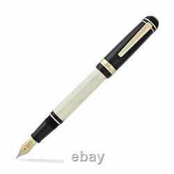 Laban 325 Fountain Pen Black Cap with White Barrel Broad Point NEW