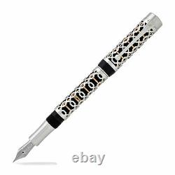Laban Formula Fountain Pen Black With Silver Two-Tone Overlay Broad Point