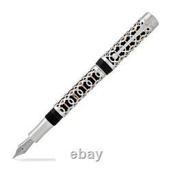Laban Formula Fountain Pen Black With Silver Two-Tone Overlay Fine Point