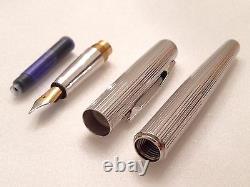 Laban Platinum Fountain Pen 18K Gold Nib Blue Ink with Velvet Pouch