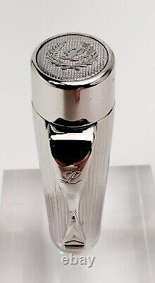 Laban Platinum Plated Lined Pattern Signet Fountain Pen Med Nib & Leather Pouch