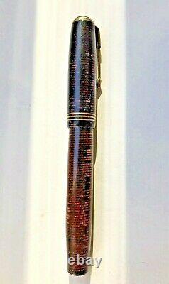 Large Parker Vacumatic 16 Fountain Pen Burgundy Opalescent Stripes DUOFOLD Nib