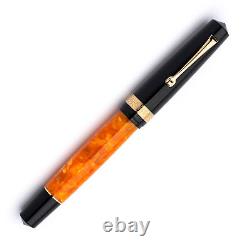 Leonardo Momento Magico Fountain Pen in DNA Black and Orange with GT, 1.1 Stub