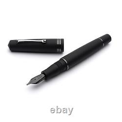 Leonardo Momento Zero Fountain Pen in Satin Black with Black Trim, Fine Point