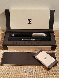 Louis Vuitton Doc Black Lacquer with Grid Pattern Cap Fountain Pen 1998