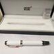 Luxury Montblanc Meisterstuck White + Black Body Fountain Pen With Box & Bag