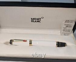 Luxury Montblanc Meisterstuck White + Black Body Fountain Pen With Box & Bag