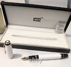 Luxury Montblanc Meisterstuck White + Black Body Fountain Pen With Box & Bag