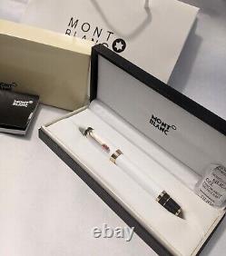 Luxury Montblanc Meisterstuck White + Black Body Fountain Pen With Box & Bag