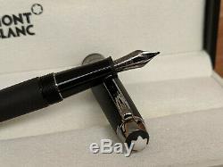 MONTBLANC Meisterstuck Solitaire Ultra Black M 18K Nib 145 Fountain Pen, MINT