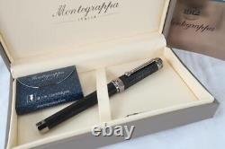 MONTEGRAPPA 1912 NEROUNO FOUNTAIN PEN MATTE BLACK RESIN 3D RIBBED 18ct NIB BOXED