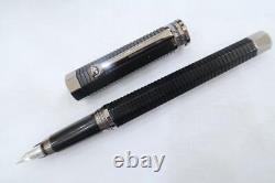 MONTEGRAPPA 1912 NEROUNO FOUNTAIN PEN MATTE BLACK RESIN 3D RIBBED 18ct NIB BOXED