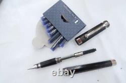 MONTEGRAPPA 1912 NEROUNO FOUNTAIN PEN MATTE BLACK RESIN 3D RIBBED 18ct NIB BOXED