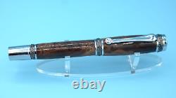 Maple Burl Majestic Fountain Pen in Chrome and Gun Metal