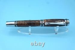 Maple Burl Majestic Fountain Pen in Chrome and Gun Metal