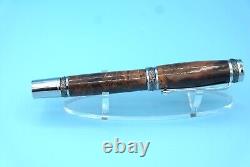 Maple Burl Majestic Fountain Pen in Chrome and Gun Metal