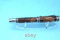 Maple Burl Majestic Fountain Pen in Chrome and Gun Metal