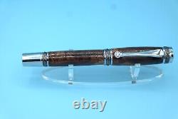 Maple Burl Majestic Fountain Pen in Chrome and Gun Metal