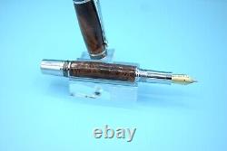 Maple Burl Majestic Fountain Pen in Chrome and Gun Metal