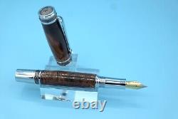 Maple Burl Majestic Fountain Pen in Chrome and Gun Metal