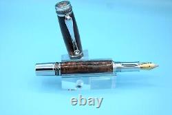 Maple Burl Majestic Fountain Pen in Chrome and Gun Metal