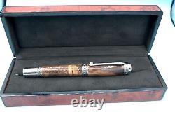 Maple Burl Majestic Fountain Pen in Chrome and Gun Metal