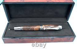 Maple Burl Majestic Fountain Pen in Chrome and Gun Metal