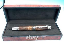 Maple Burl Majestic Fountain Pen in Chrome and Gun Metal