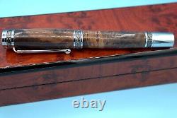 Maple Burl Majestic Fountain Pen in Chrome and Gun Metal